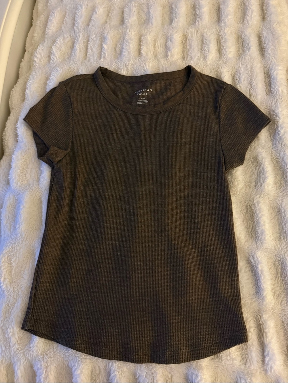 American Eagle Outfitters Short Sleeve Ribbed Tee in Brown